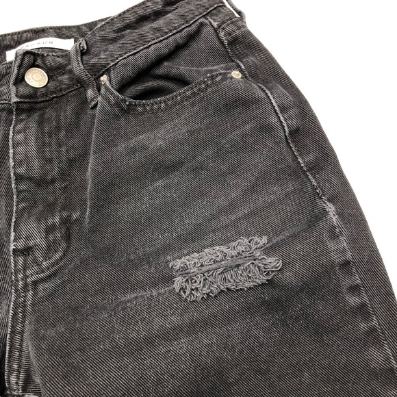 PacSun Faded Black 100% Cotton Mid Rise Distressed Ankle Mom Jeans - Picture 5 of 16